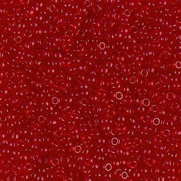 Red Transparent Miyuki Japanese Round rocailles Glass Seed Beads 11/0 Approximately 23 gram 5 inch Tube