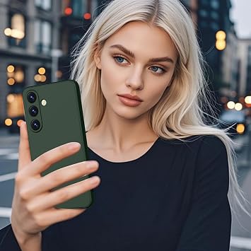 ORDA Silicone Case for Samsung Galaxy S25 Plus / S25+ Thin Straight Edge Camera and Screen Protection Dark Green