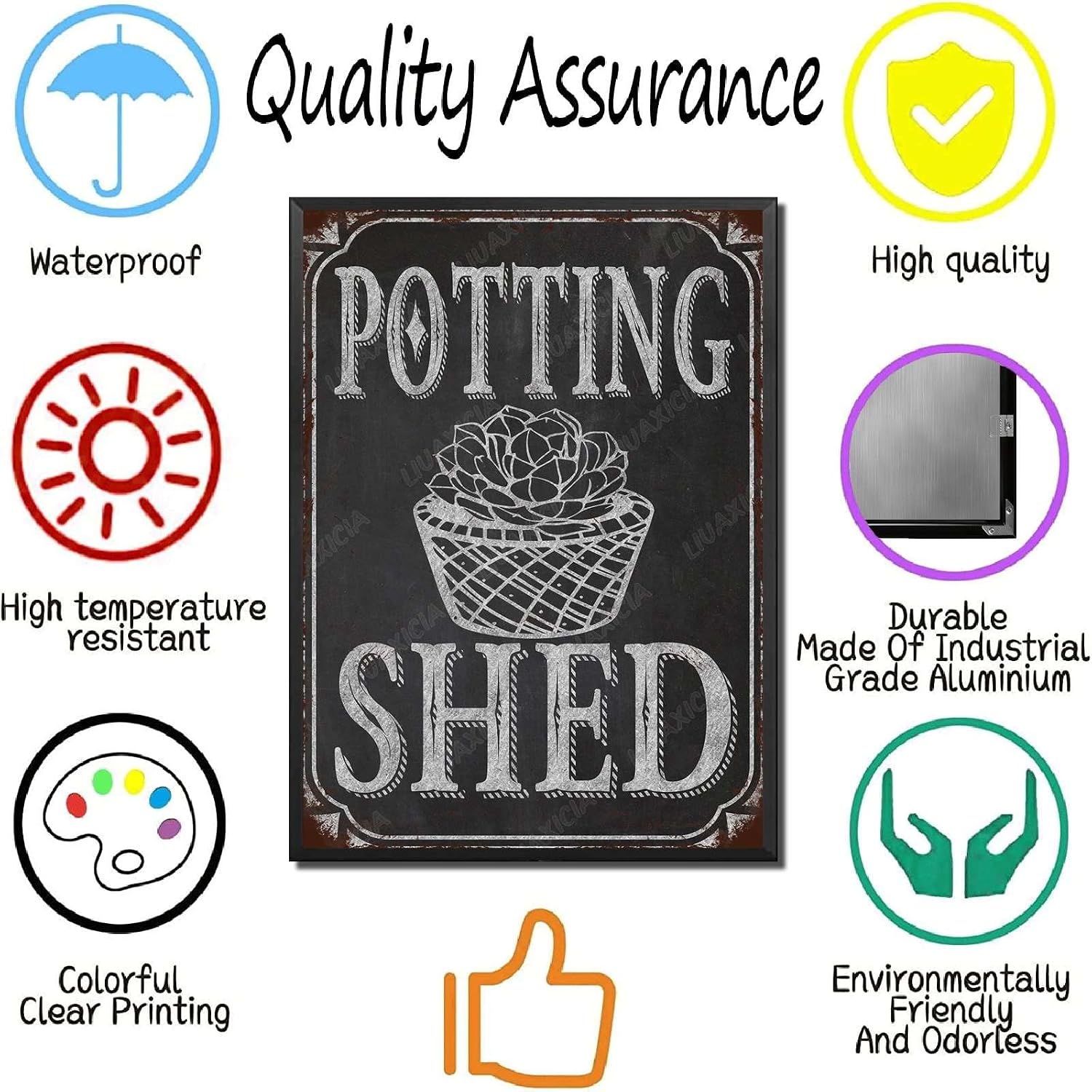 LIUAXICIA Metal Signs Vintage Funny Potting Shed Rustic Garden Flowers Retro Metal Tin Sign Vintage Style Signs Wall Signs Cafe and bar Wall Hanging 12x16 inch-Tin Sign Black Metal Framed