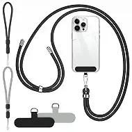 SHANSHUI Phone Lanyard, 2 Pack Adjuatble Wrist Straps Crossbody Nylon Cell Phone Leash and 2 Pack Tether Pads Compatible with iPhone & All Smartphones in Full Cover Cases