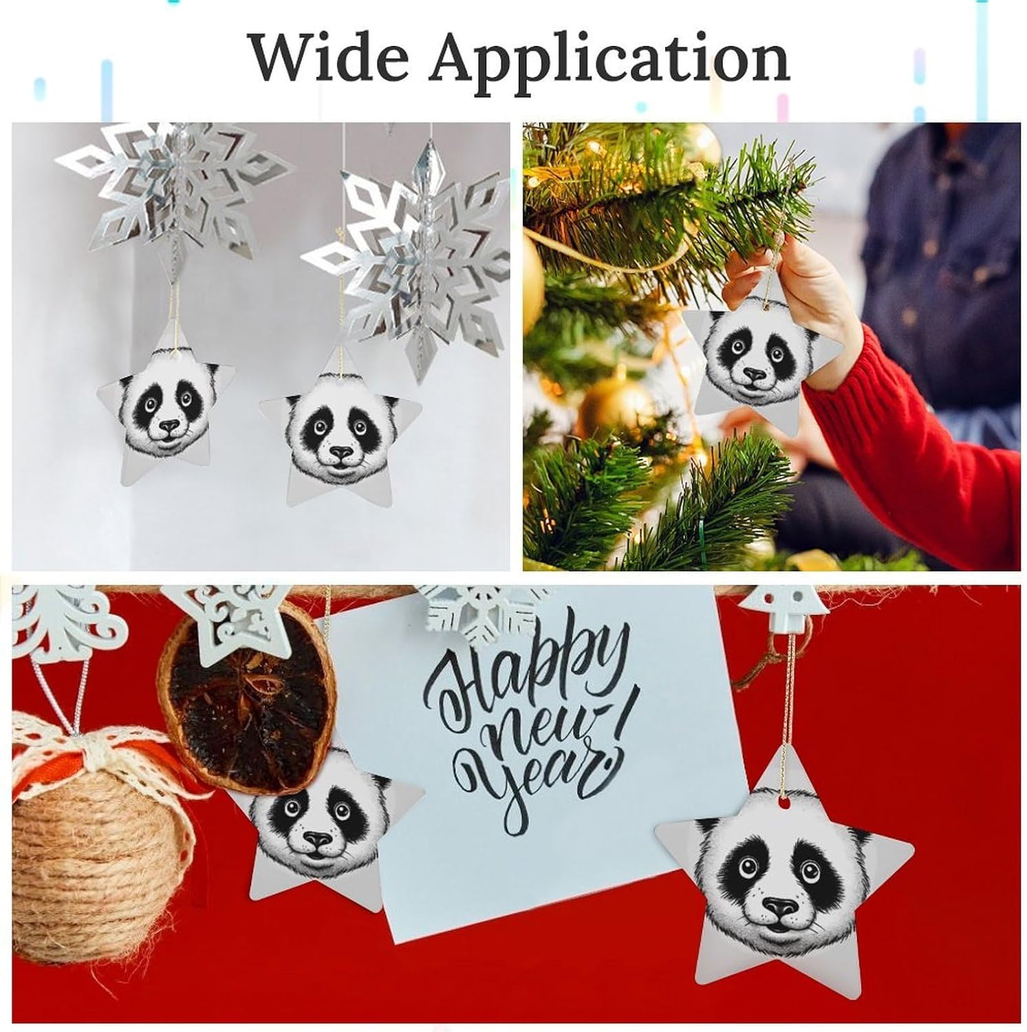 Anime Panda Face Christmas Star Ornament Hanging Pendant image 3