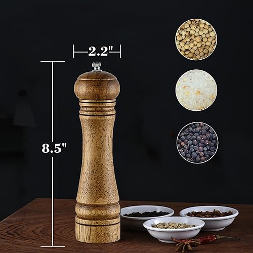 Miniatura 6 de Nedyfix Máquina de pulir de madera de sal y pimienta con grosor ajustable, molienda de cerámica manual de pimienta de 10 pulgadas
