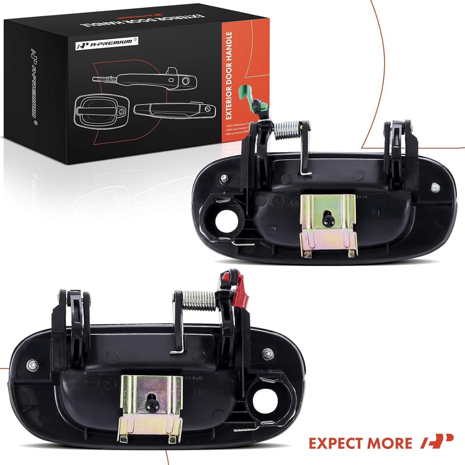 A-Premium Outside Exterior Door Handles Compatible with Dodge Ram 1500 1994-2001, Ram 2500 1994-2002, Ram 3500 1994-2002, Smooth Black, 2-PC Set, Front Driver and Passenger Side