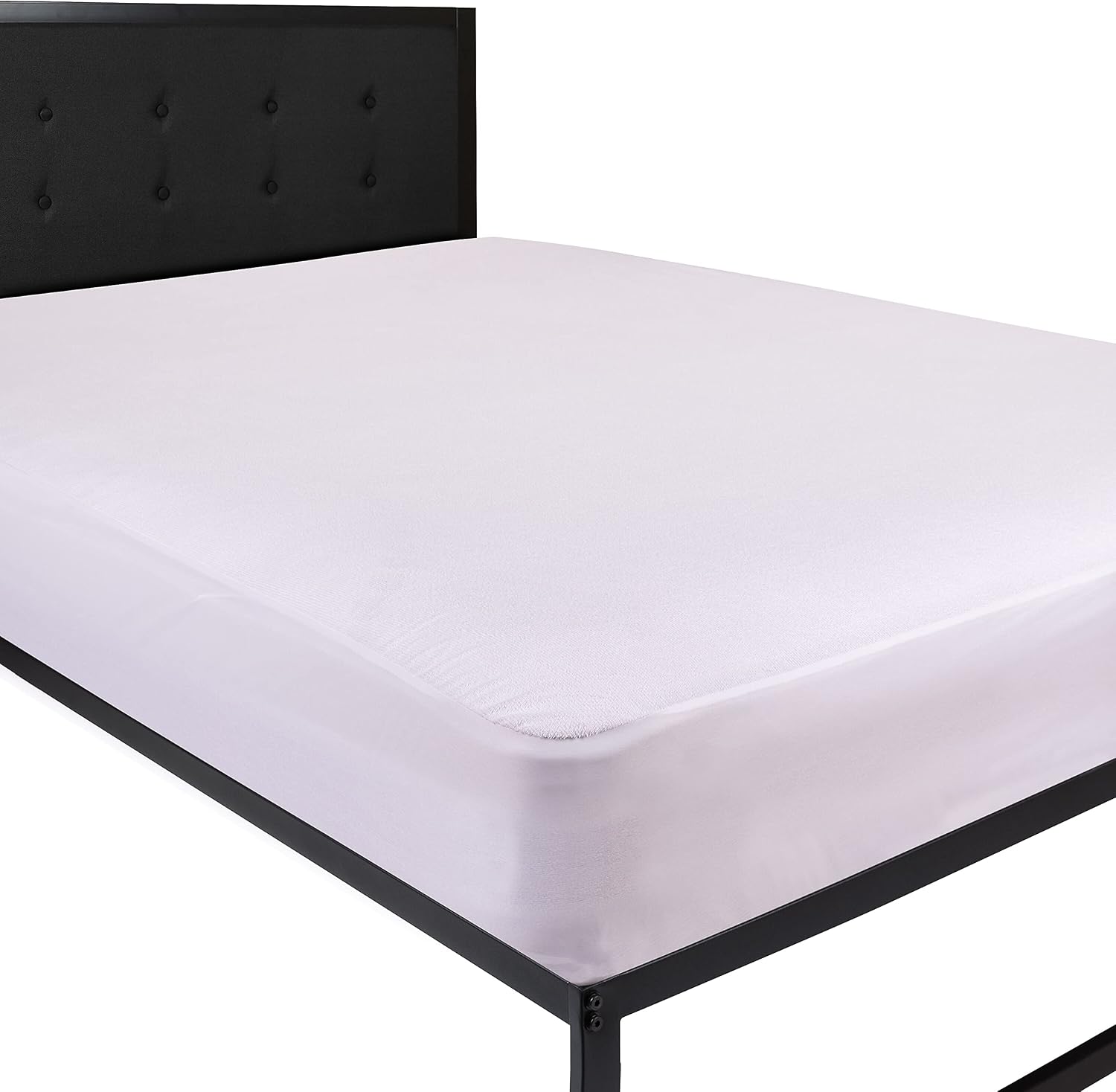 Flash Furniture Capri Comfortable Sleep Premium Fitted Waterproof, Vinyl Free Mattress Protector - Comfortable, Breathable, Quiet, Quilted Fabric Protection - Queen, White