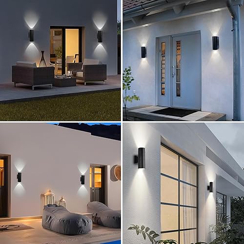 Miniatura 6 de Luces de arriba y abajo para exteriores, lámpara cilíndrica de aluminio impermeable, accesorio de iluminación de pared exterior para casa, porche,