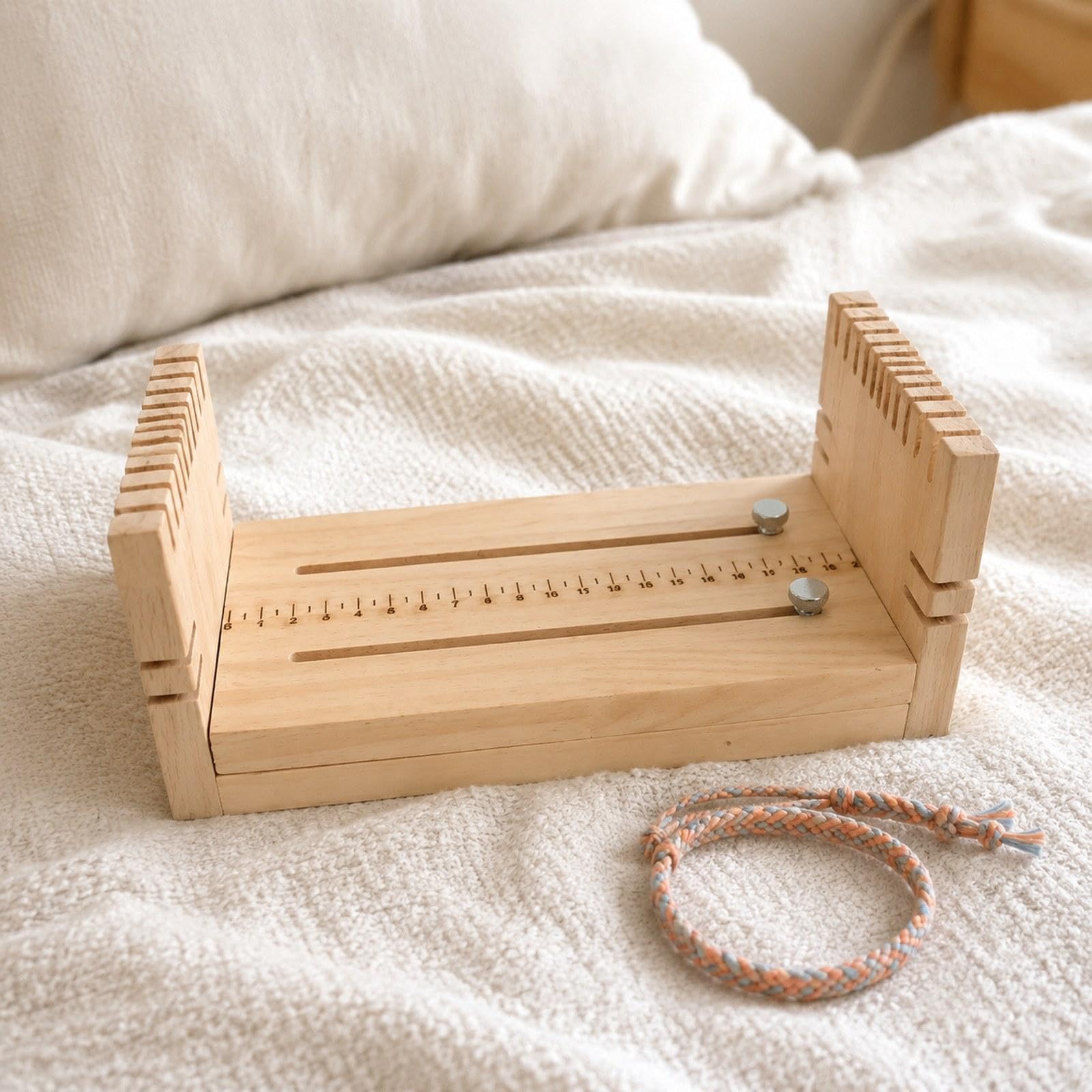 Armband Webvorrichtung für Paracord, Verstellbarer Holzwebstuhl für Armbänder, Manuelles Webwerkzeug, Kreativer Ständer Zum Stricken von Schmuck, Skalierbarer No-Clip
