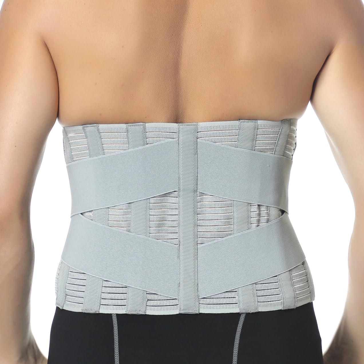 NeoTech Care Adjustable Compression Back Brace Lumbar Support Belt, Grey, Size M