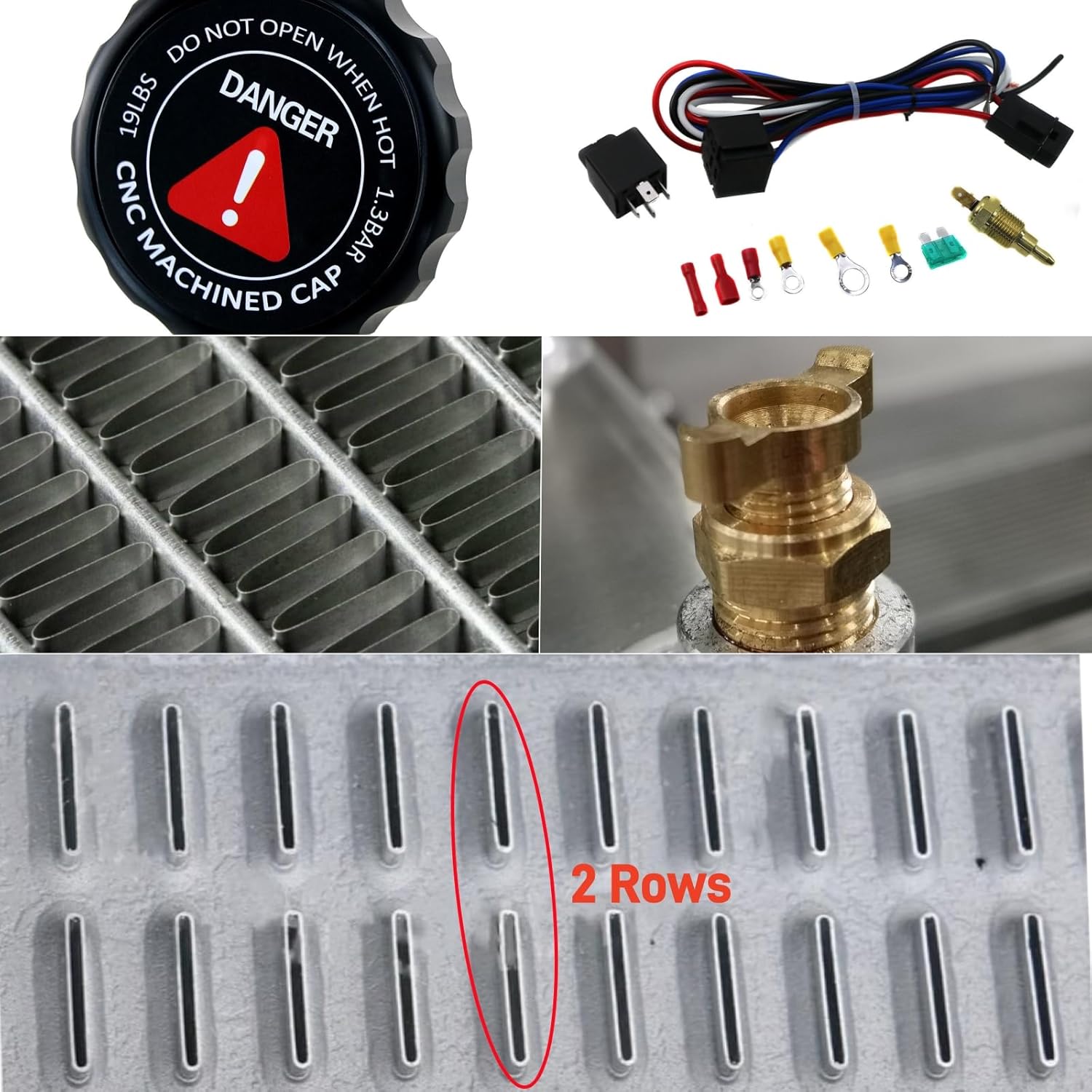 Aluminum Radiator for 1992-2000 1998 Honda Civic del Sol Acura Integra GS LS HX D15 D16 EK EG 93 94 95 96 97 98 99 2 Row Radiators Shroud Fan Thermostat Relay Kit