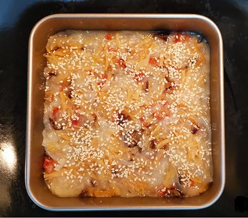 Miniatura 9 de Siking Molde para hornear cuadrado de 8 x 3 pulgadas de profundidad, revestimiento antiadherente, bandeja de pan de brownie resistente (oro champán)