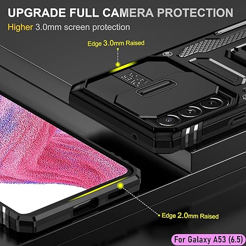 Miniatura 6 de LMDAMZ Funda resistente para Samsung Galaxy A53 (5G), protector de parachoques de goma de doble capa de grado militar con protector de cámara