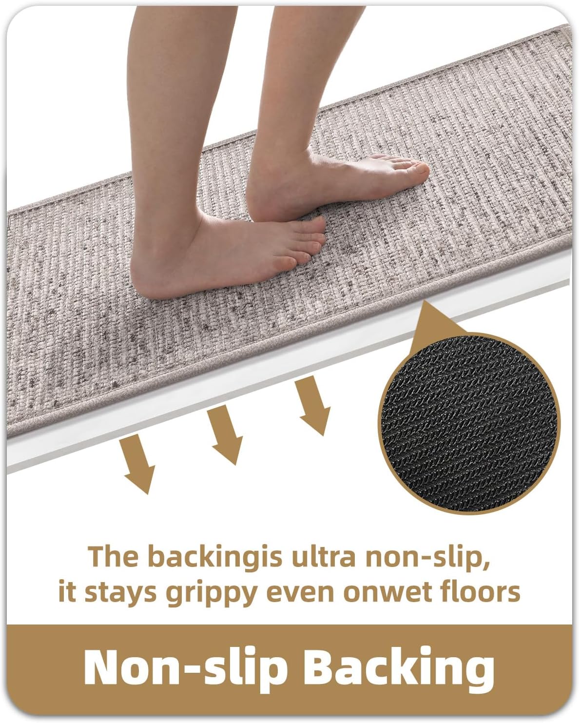 Color&Geometry Ultra Thin Low Profile Bath Mat, Non Slip Rubber Backing Bathroom Rug Fits Under Door, Absorbent Quick Dry Shower Mat for Bathtub Shower Floor, Heathered Gray 16"x24"