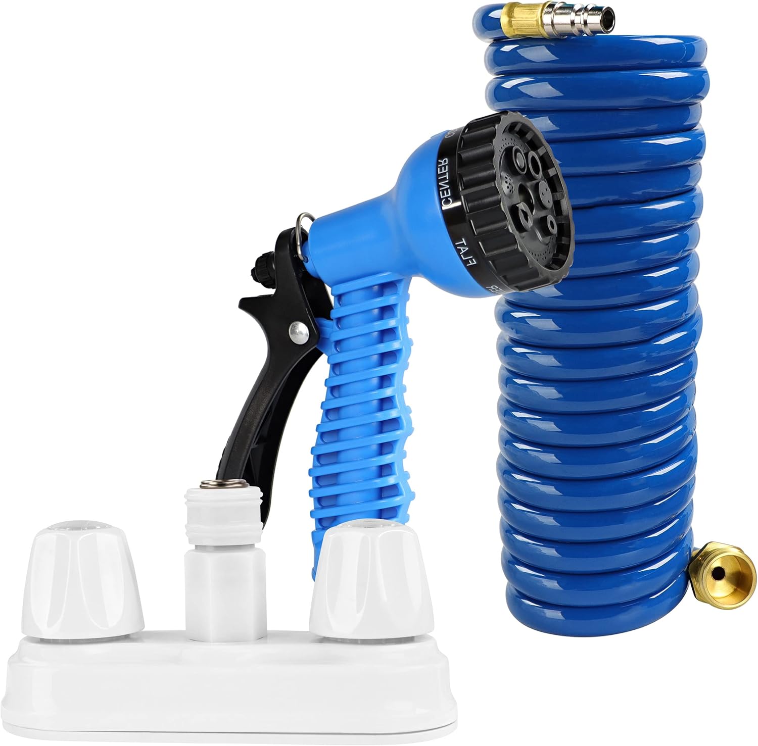 Empire Faucets RV Potable Water Hose Set 15ft Blue Coil