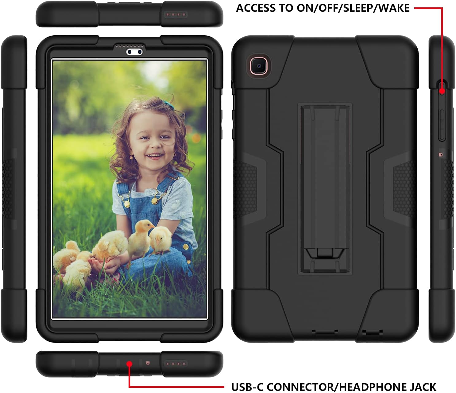 Bingcok Case for Galaxy Tab A7 Lite 8.7 Case, Heavy Duty Rugged Full-Body Hybrid Shockproof Drop Protection Cover for Samsung Galaxy Tab A7 Lite 8.7 2021 Model SM-T220 / SM- T225 (2-Black+Black)