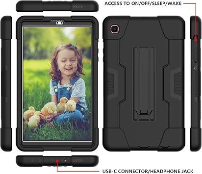 Bingcok Case for Galaxy Tab A7 Lite 8.7 Case, Heavy Duty Rugged Full-Body Hybrid Shockproof Drop Protection Cover for Samsung Galaxy Tab A7 Lite 8.7 2021 Model SM-T220 / SM- T225 (2-Black+Black)