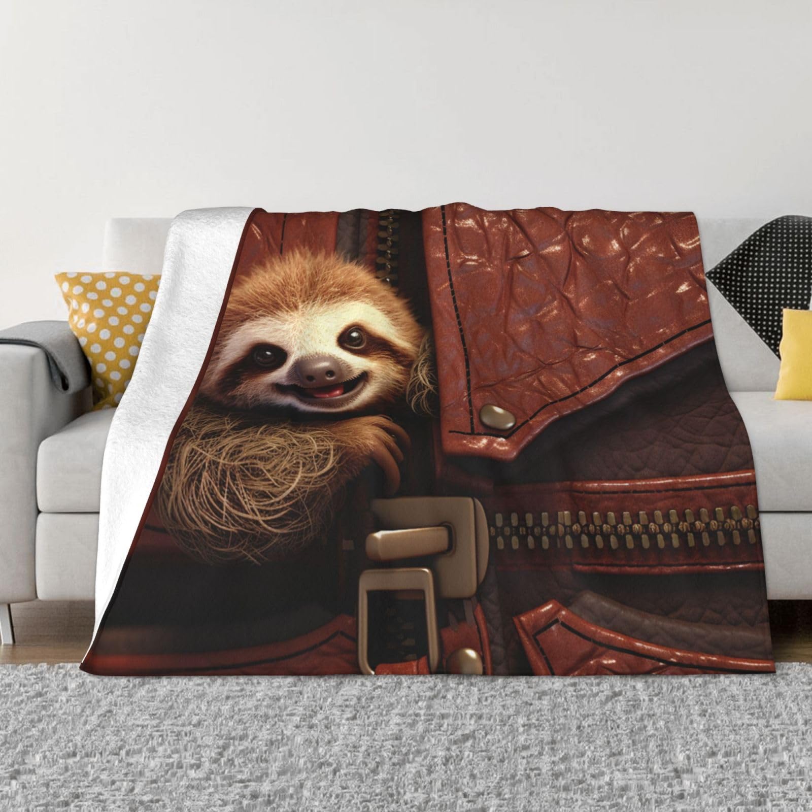 Couverture polaire en flanelle 203x152 cm avec fermeture éclair pour lit et canapé