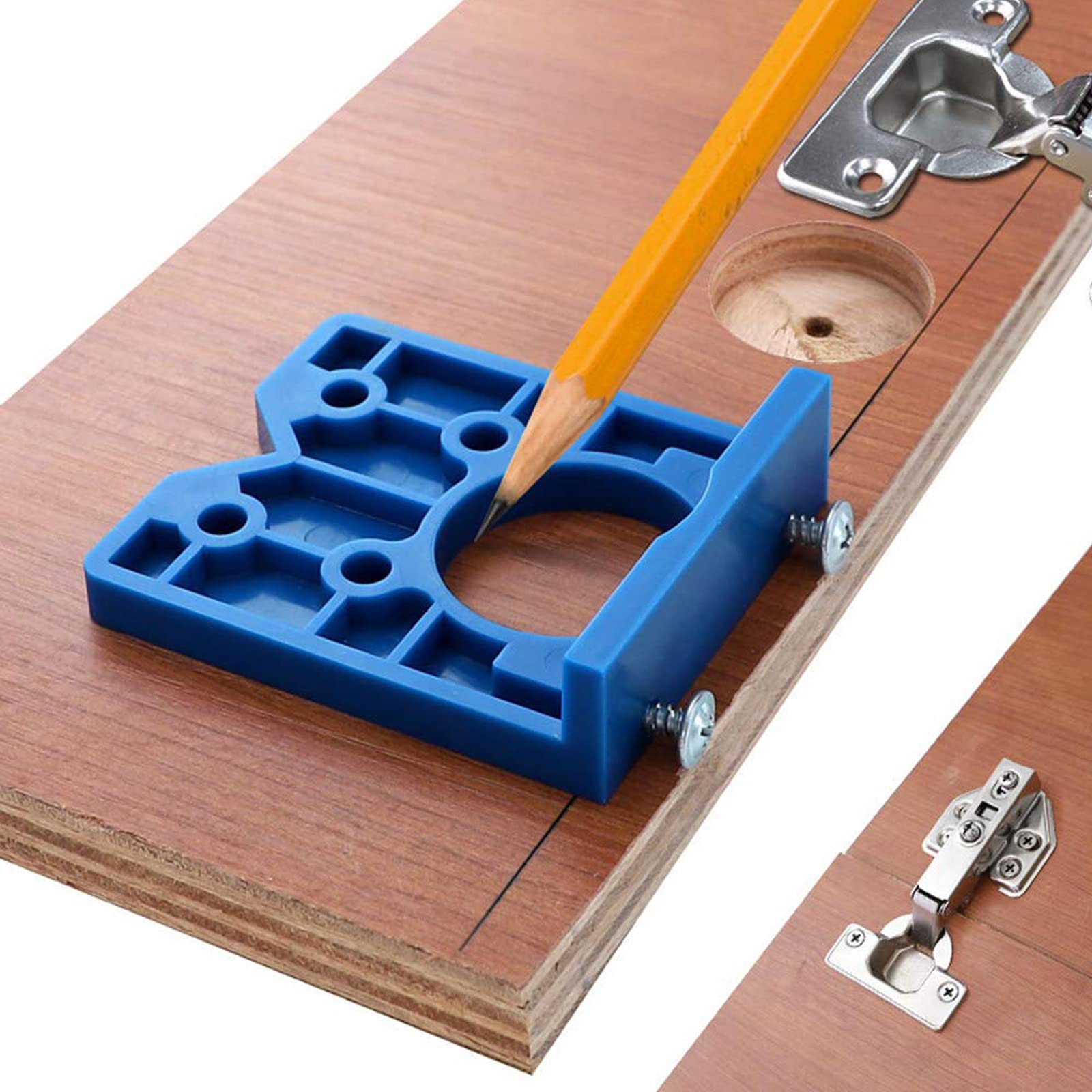 TERRIFIDoor Hinge Template, 35mm Concealed Hinge Boring Jig Wood Furniture Door Cabinets Hinge Installation Tool Hinge Hole Drilling Tool