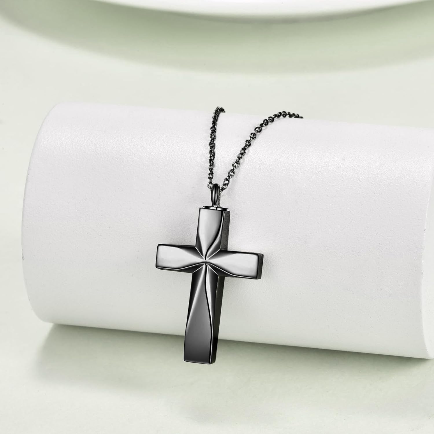Cross Urn Necklace For Ashes 925 Sterling Silver Black Cross Pendent Urn Ashes Necklace Memorial Keepsake Jewelry Gift for Women Men - Image 2
