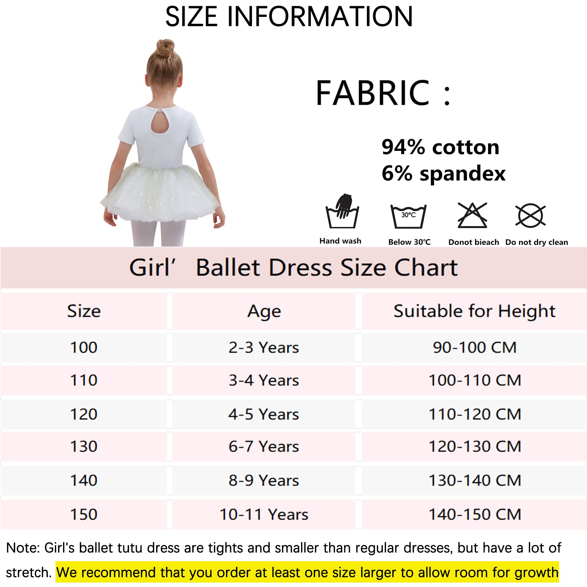 Ragazza Vestiti da Balletto Body Danza Tutu Body Balletto Leotard Morbido Cotone Manica Corta Ginnastica Leotards con Rimovibile Gonna Tutu per Ballo
