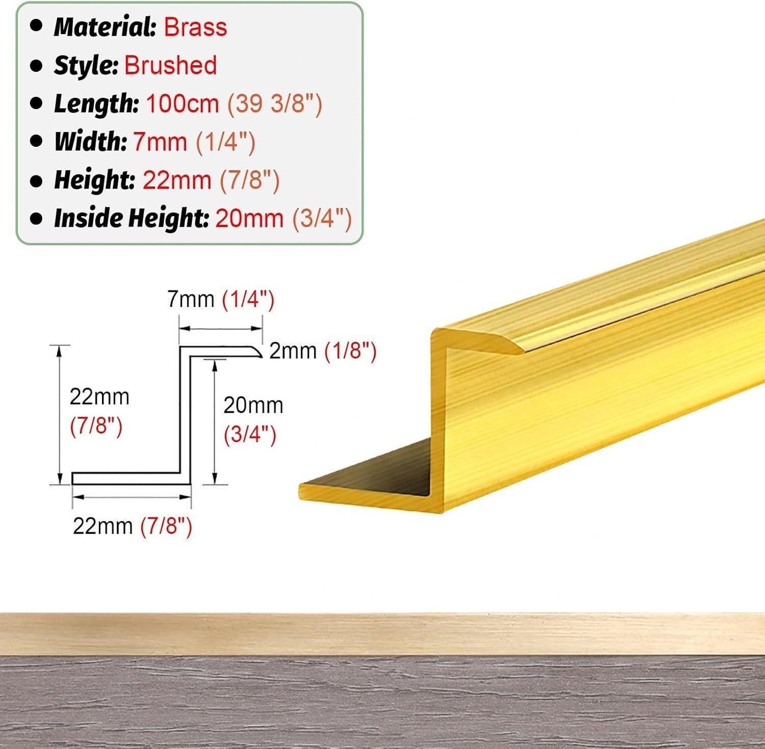 Listwa Progowa, 7x22x20mm (0,28x0,87x0,79 "), 7x22x20mm (0,28x0,87x0,79 ")