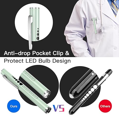 Vista 25 de SEVENKA 2 luces recargables para bolígrafo con medidor de pupila y regla, focos LED para enfermeras y médicos, recargable USB-C, luz cálida/blanca