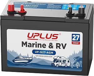 UPLUS BCI Group 27M Dual Purpose AGM Marine Battery, 12V 92Ah 800CCA