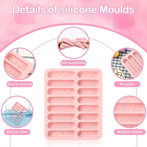 UR URLIFEHALL - 2 moules en silicone pour barres de chocolat en forme de longues bandes et doigts - Moules pour biscuits, bonbons, gelée, glaçons, décoration de gâteaux, friandises pour animaux de - 3