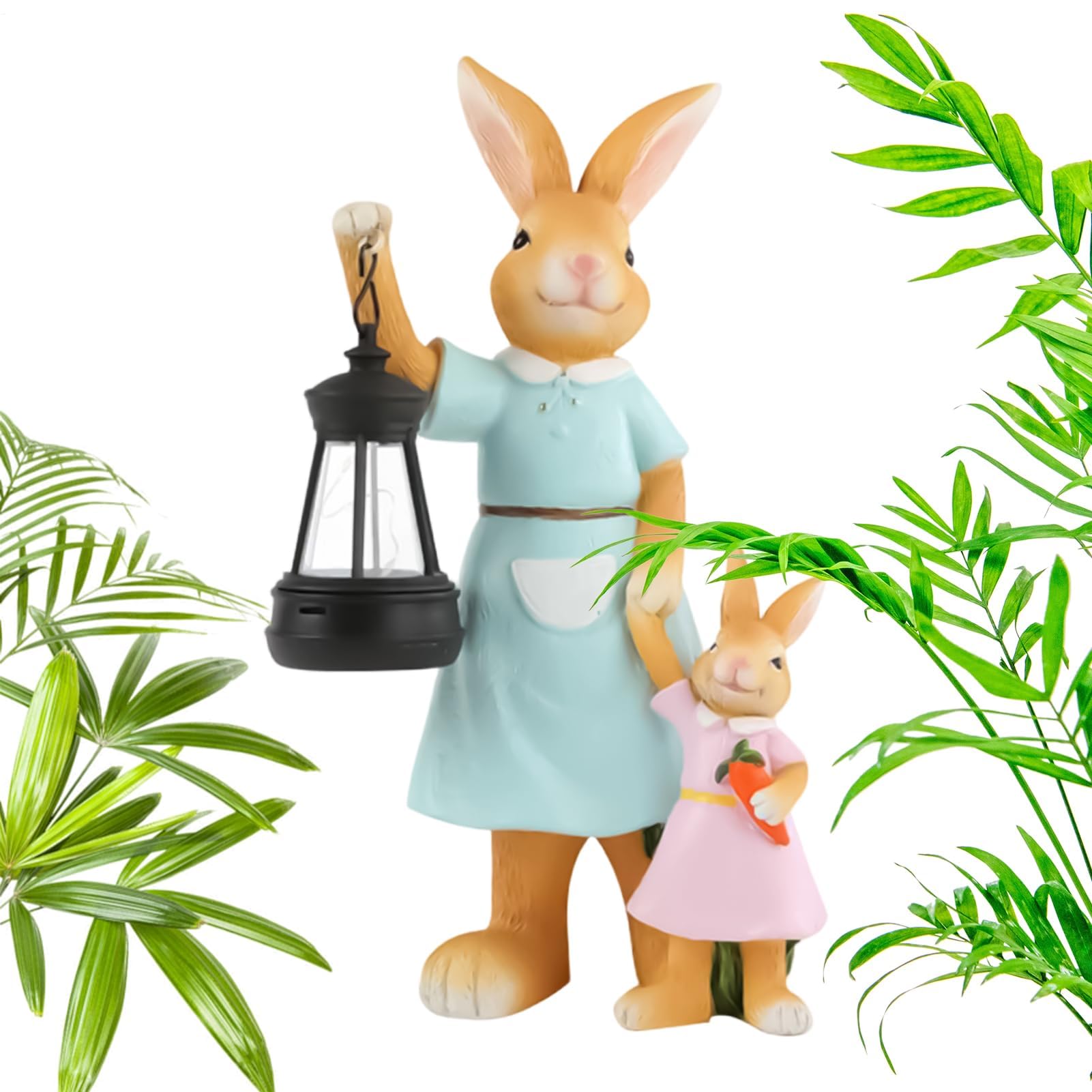 Muiltvoe Solar Garden Statues, Resin Waterproof Easter Bunny Décor, Garden Solar Lights Easter Decorations for Yard, Lawn, Porch, Pathway, Walkway, Women, Mom, Housewarming, Birthday, Party