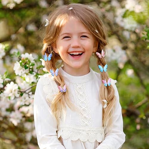 Miniatura 6 de Paderison 20 pinzas de mariposa para el cabello para niños, pinzas de mariposa con purpurina en movimiento, accesorios de hadas para mujeres,