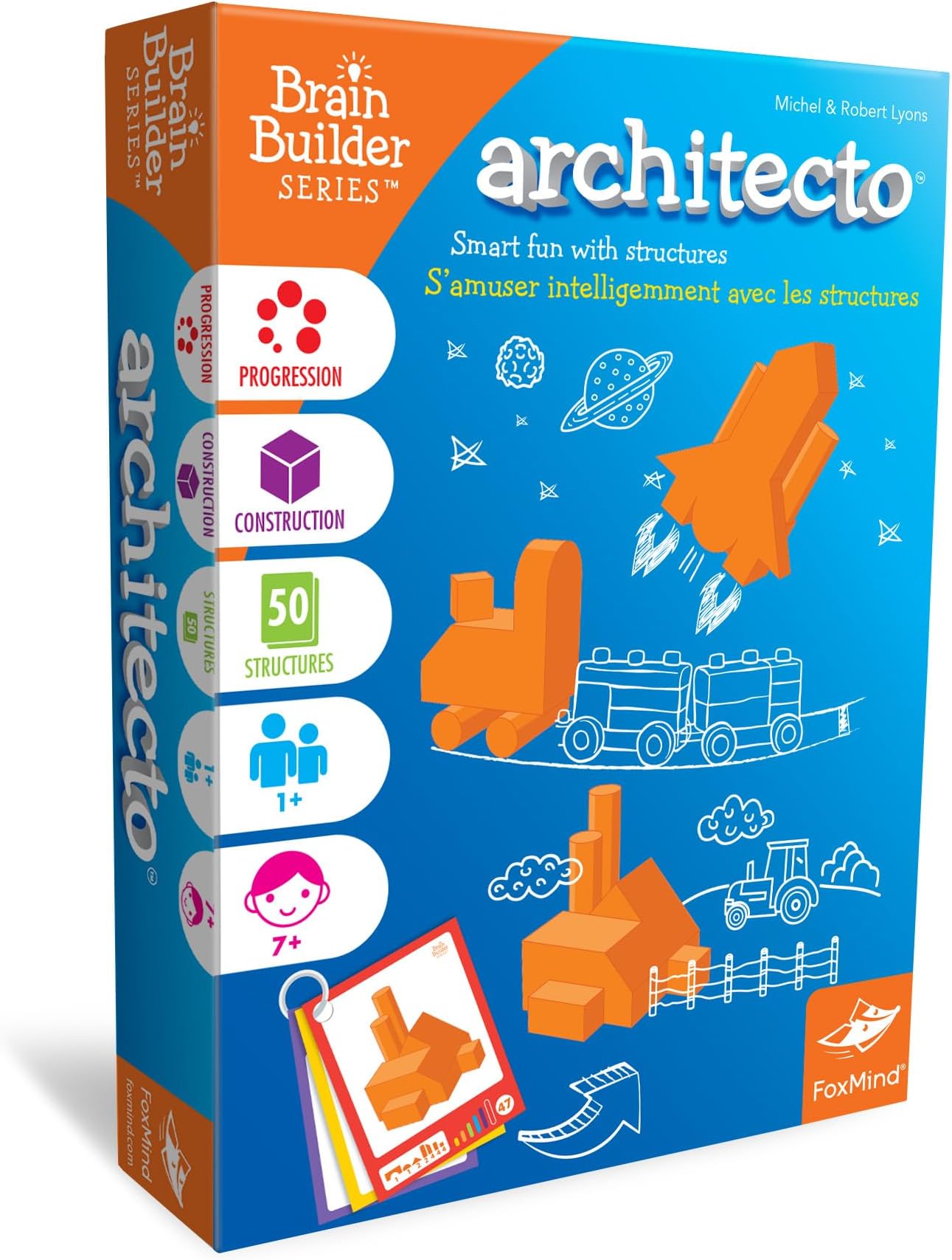 FoxMind Game: Architecto Board Game, Brain Builder Brainteaser Smart Games New Edition, Logic Dexterity and Stem Board Games, 50 Smart Puzzles, 6 Levels of Complexity, 1+ Players, for Ages 7 and up