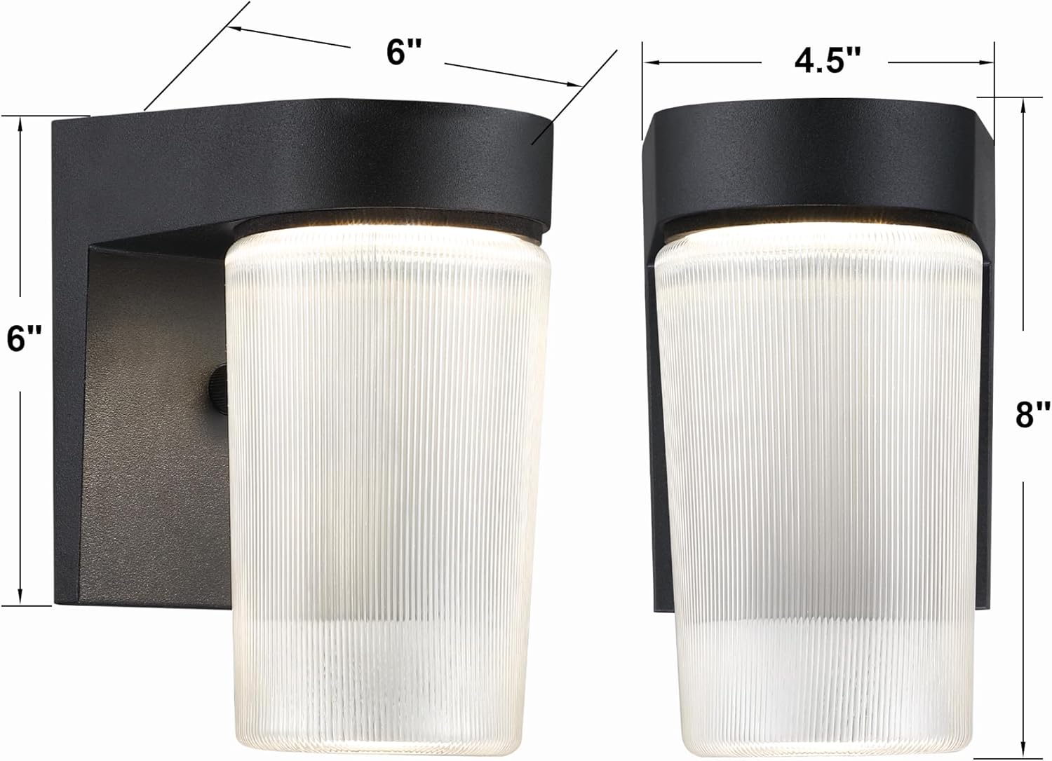 LIT-PaTH LED Jelly Jar Outdoor Wall Lantern, Exterior Porch Lighting Fxiture, 3CCT Selectable 3000K/4000K/5000K, Dimmable, 11W 800 Lumens, Black Aluminum Wall Sconce Lights for Patio Doorway, 1 Pack