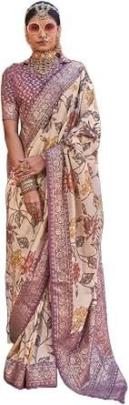 Womens Silk With Smart Floral Print Palu And Border Work Casual Wear Saree 10424