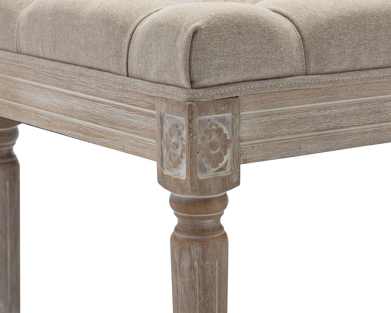 Kmax Tufted Entryway Bench, Upholstered Rustic Ottoman Bench, 31.5" x 15.75" x 15.7" Beige