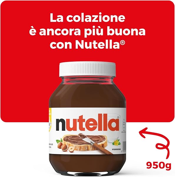 Nutella - Crema Spalmabile alle Nocciole e Cacao, Senza Glutine, Conservanti e Grassi Idrogenati, Ottimale a Colazione, Vasetto da 950 gr - 4