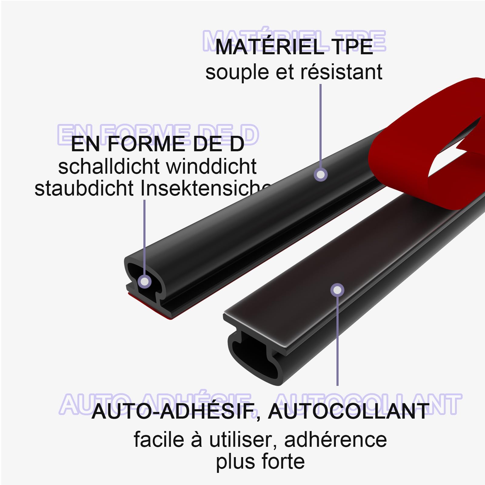 Joint Fenetre Isolation, Joint Porte Isolation Autocollante Caoutchouc Isolation Froid Et Phonique, Fenetre Bois Joint De Porte D'entrée Isolation Phonique Porte (Noir,15m)