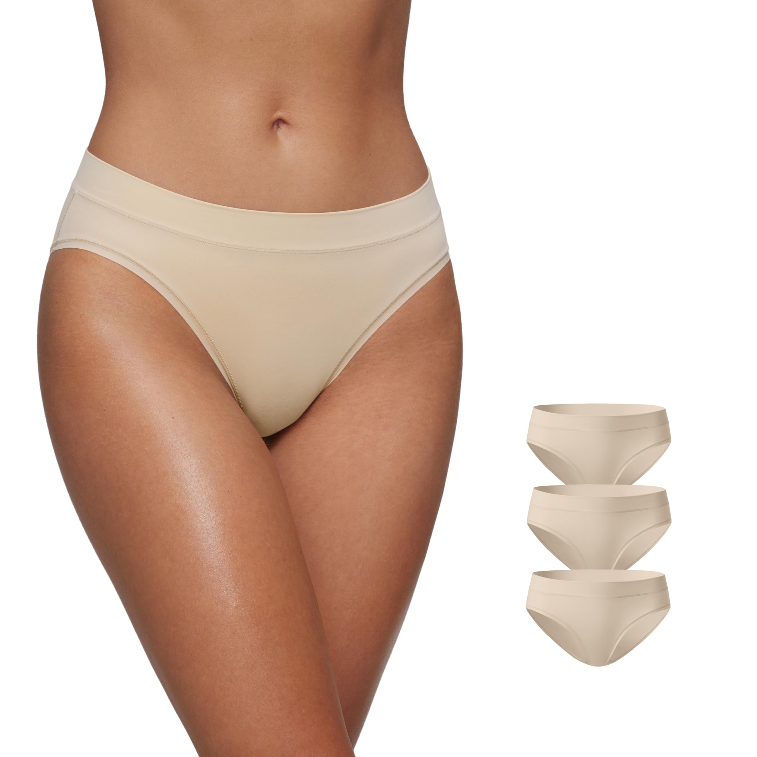 CRZ YOGA Softhold Bikini Underwear for Women - Sexy Tagless Hipster Stretch Breathable Ladies Cheeky Panties 3 Pack