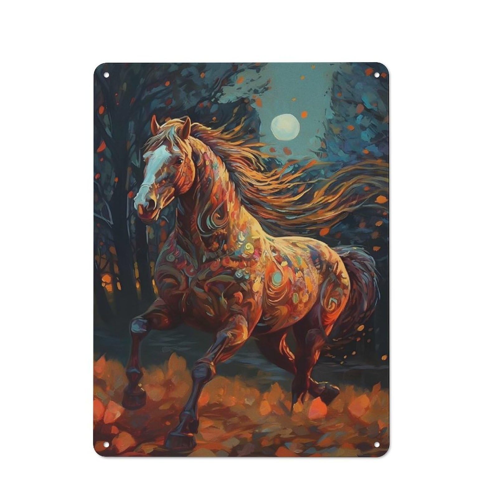 Junmoney Style-12 Vintage Tin Sign 40X30cm With Horse Abstract For Bar Or Restaurant, Suited To Bar Decor Enthusiasts
