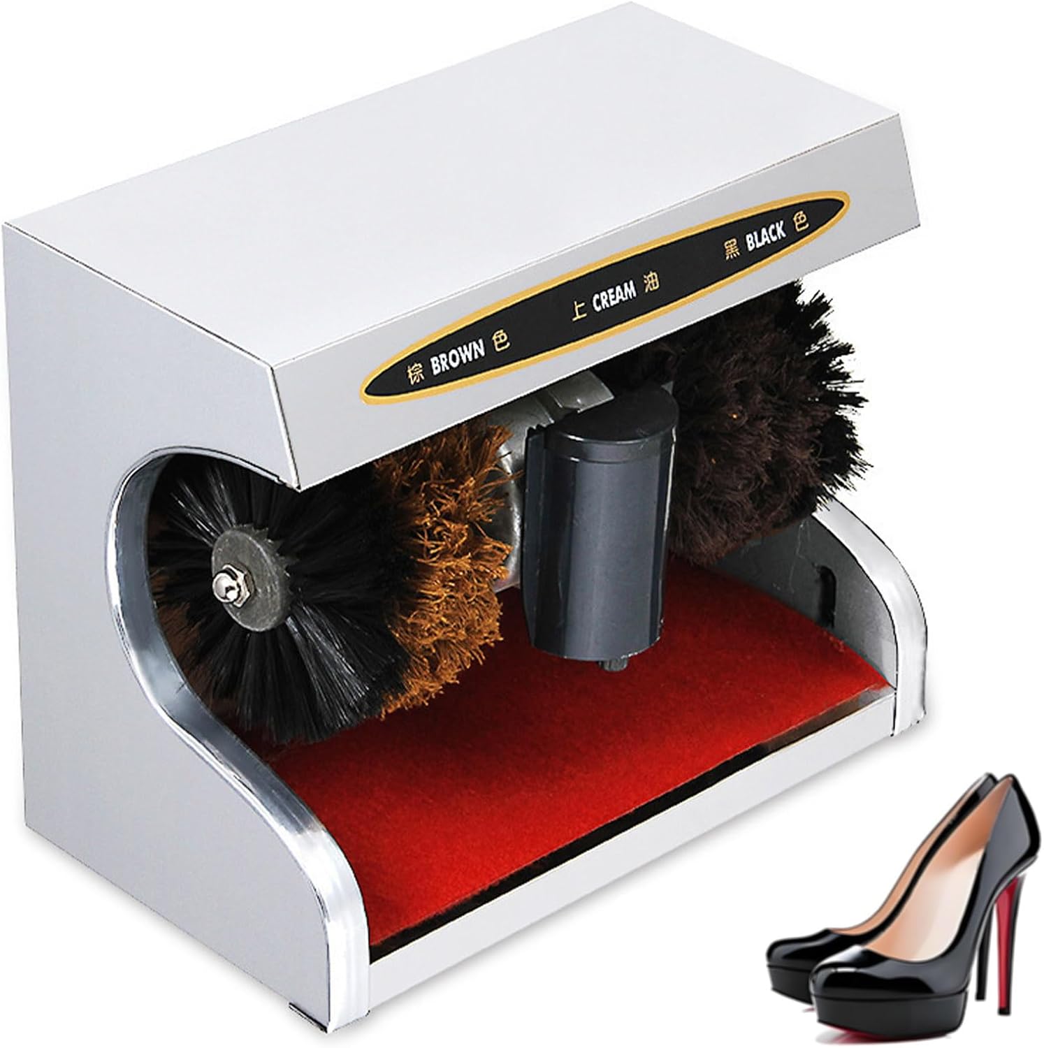 Electric Shoe Polishing Machine, Fully Automatic Induction Shoe Polisher Shine Machine, Stainless Steel Dust Removal Polishing Clean Kit for Home Hotel Bank