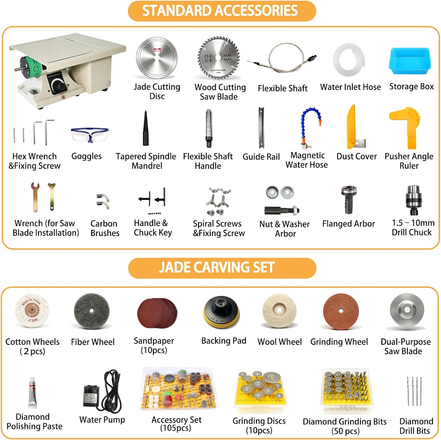 Lapidary Saw for Cutting Rocks with Water Pump, 750w Wet Lapidary Equipment | Jewelry Rock Saw Includes Overload Protection for Grinding & Polishing, Jade, Agate, Stone & Gem Crafting 110V