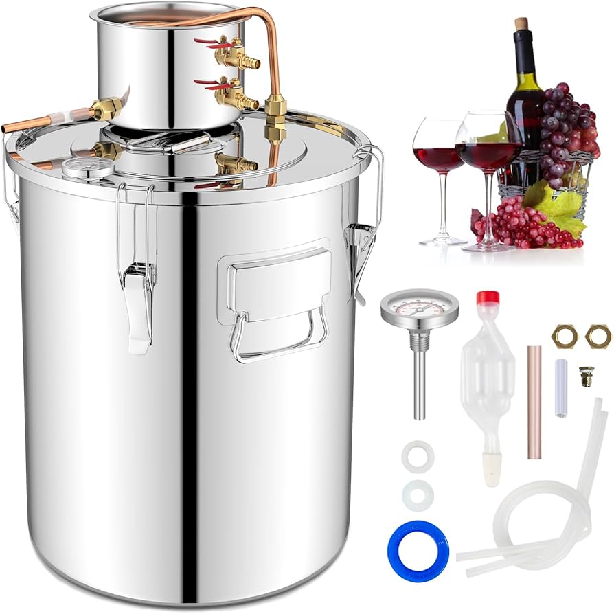 COSTWAY Alcohol Still, 10 Gal/38 L Home Brewing Kit with 2 Stainless Steel Pots, Copper Tubes, Build-in Thermometer, Multipurpose Water Alcohol Distiller for DIY Whisky, Wine, Brandy, Alcohol, Beer : Amazon.com.au: Kitchen COSTWAY Alcohol Still, 10 Gal/38 L Home Brewing Kit with 2 Stainless Steel Pots, Copper Tubes, Build-in Thermometer, Multipurpose Water Alcohol Distiller for DIY Whisky, Wine, Brandy, Alcohol, Beer : Amazon.com.au: Kitchen