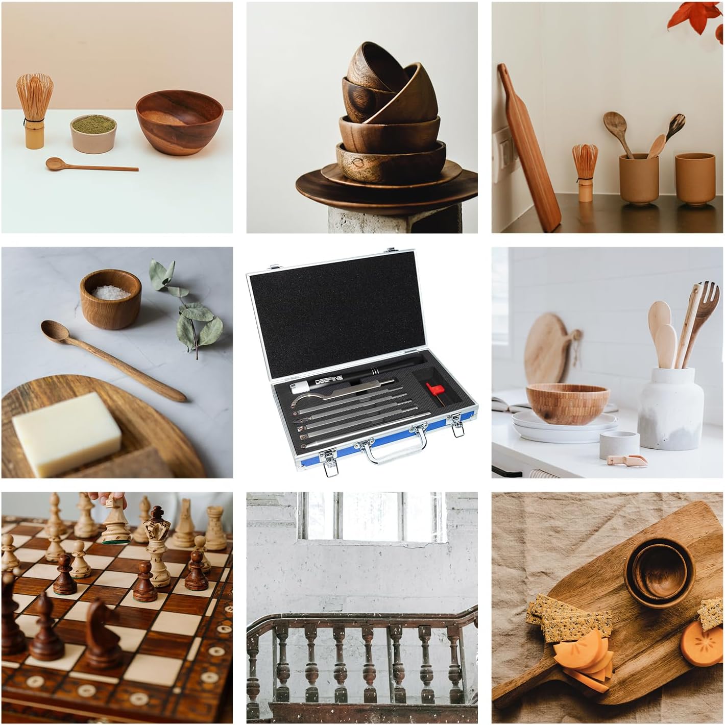 Carbide Wood Lathe Turning Tools, Quick Replacement Turning Tools Kit, Full Size Rougher And Finisher Swan Neck Hollowing Tools For Woodturning(7pcs black)