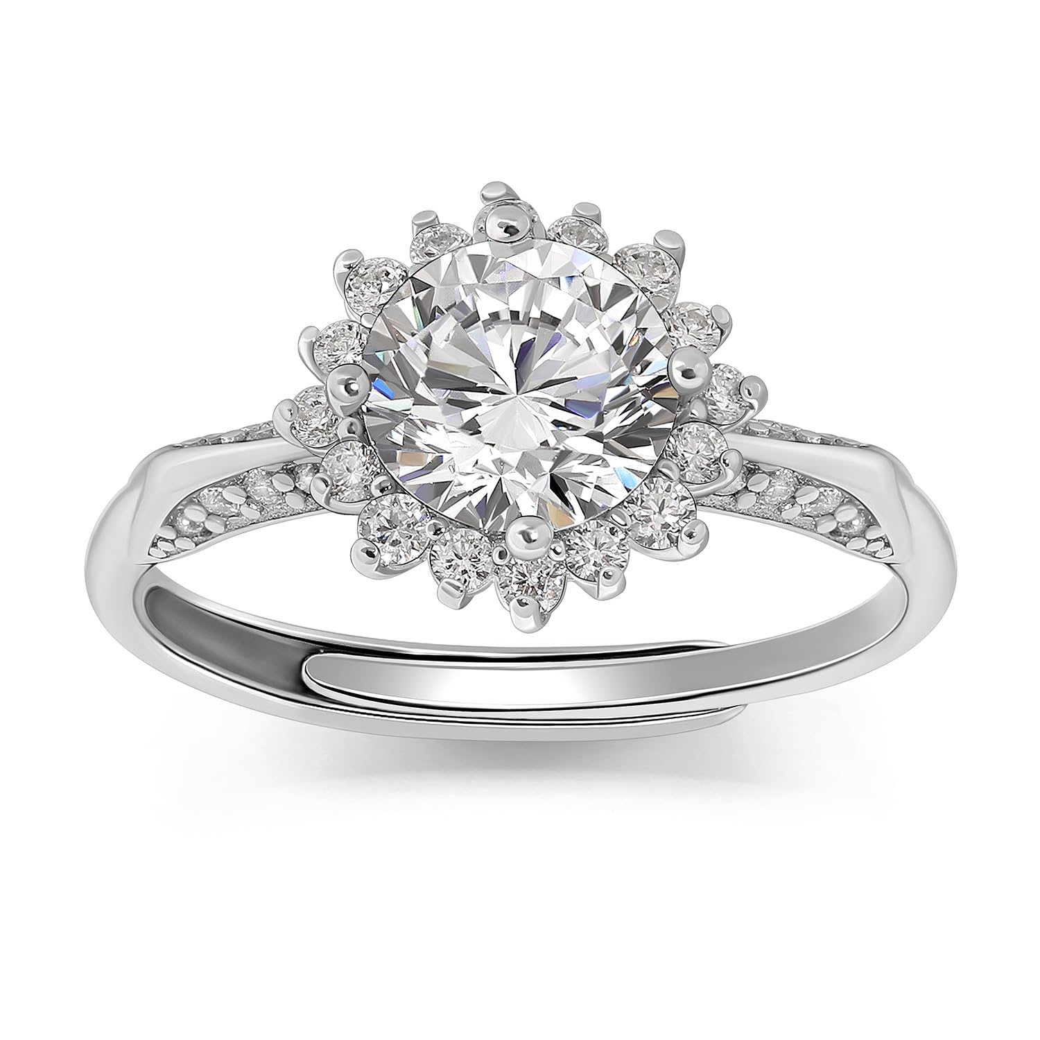 Anillo de Compromiso Meissa de 0.95 Ct con Corte Redondo para Mujeres, Anillo de Boda de Plata de Ley, Anillo de Compromiso Falso, Banda de Anillo de Promesa para Boda y Aniversario