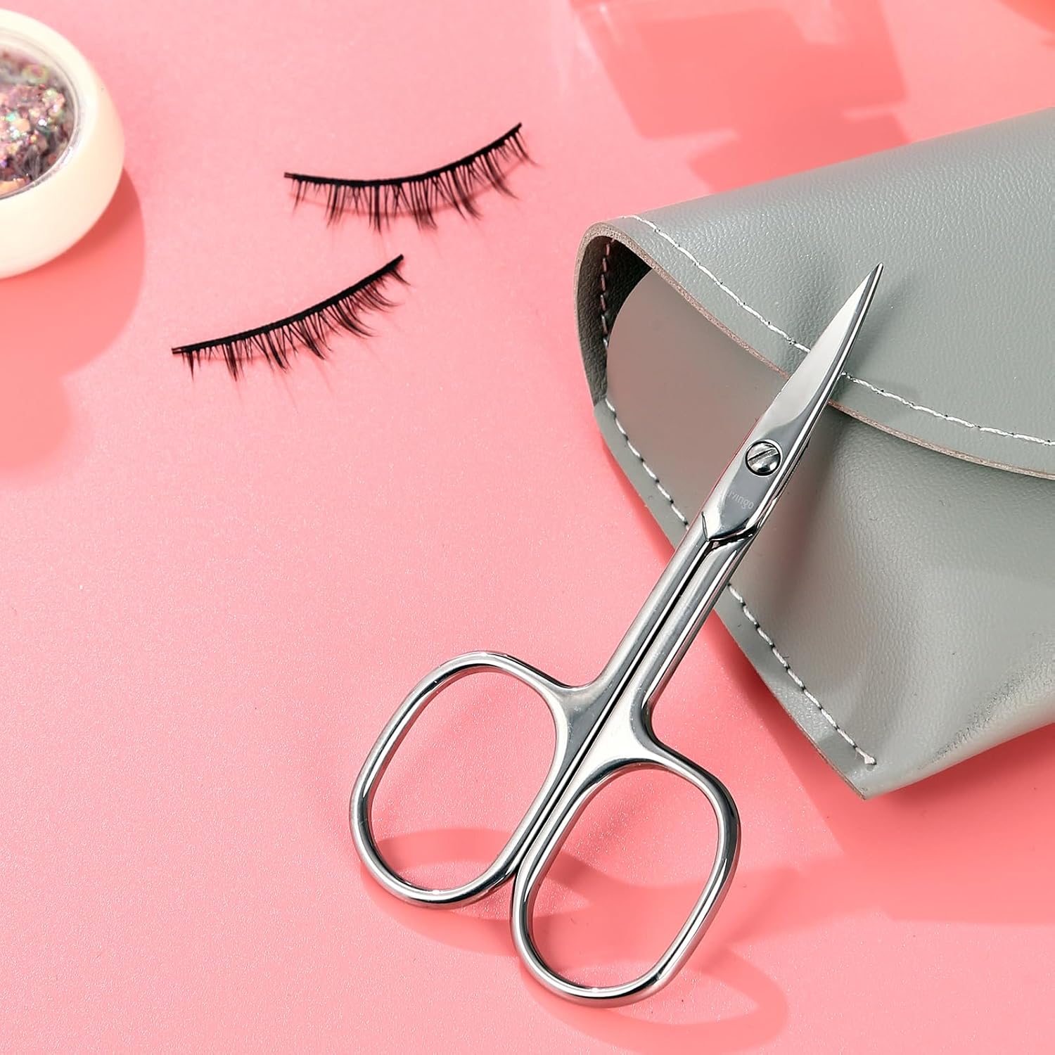 LIVINGO Left Handed Nail Scissors - Curved Mirror Polished Stainless Steel Cuticle Manicure Tool Precision Fingernail Toenail Trimming Small Grooming Shears for Women Men Eyebrow Extra Fine