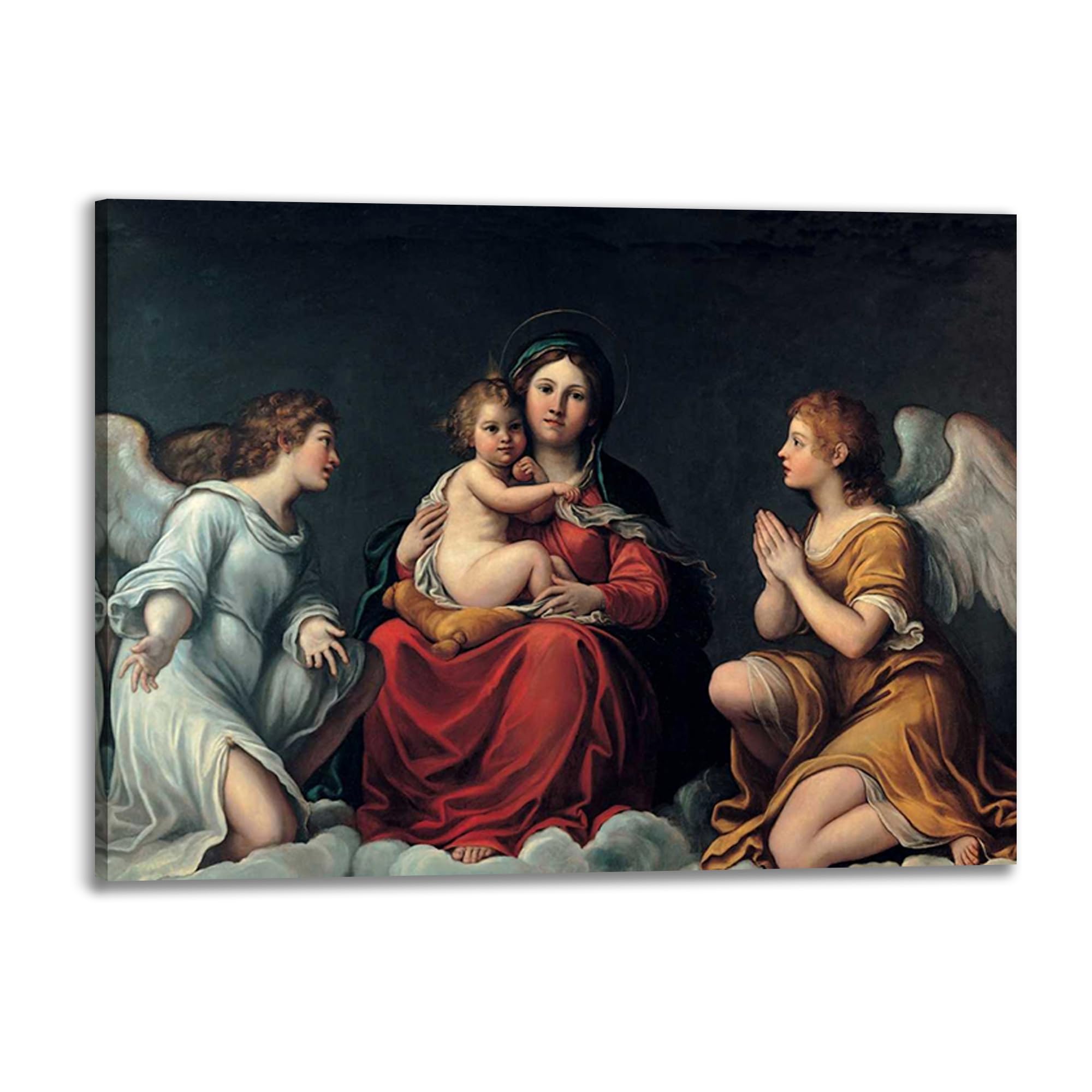Impression sur Toile 40x30 Cadre en Bois Francesco Albani Madonna