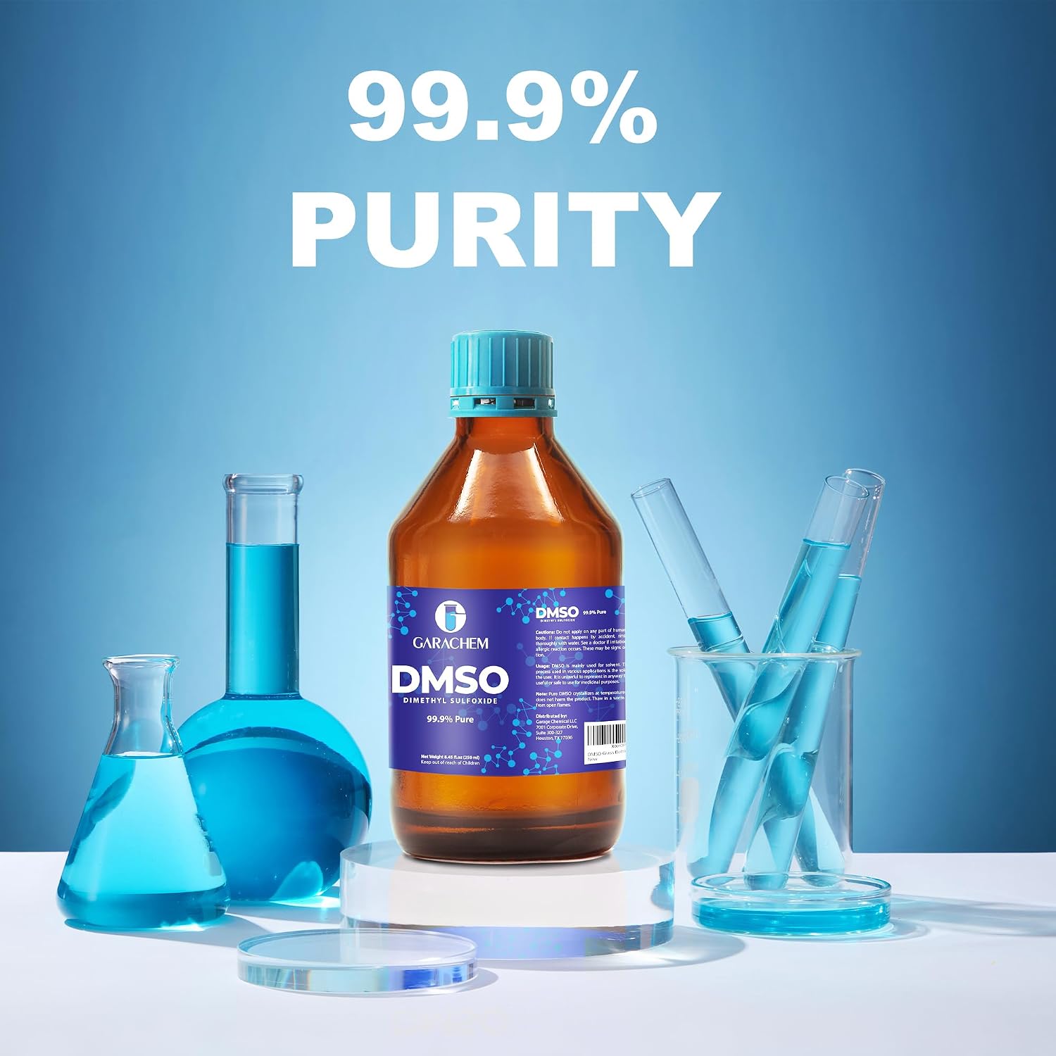 GARACHEM Pure DMSO in a Glass Bottle, Pure Liquid Dimethyl Sulfoxide 8 OZ, Non-Diluted, Low Odor