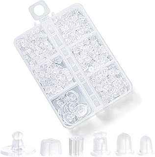 6 Styles Silicone Earring Backs for Studs, 600 Pcs Clear Soft Earring Backings Hypoallergenic Plastic Rubber Earring Backs Clutch Stoppers Replacement Kits for Fish Hook Earring Studs Hoops