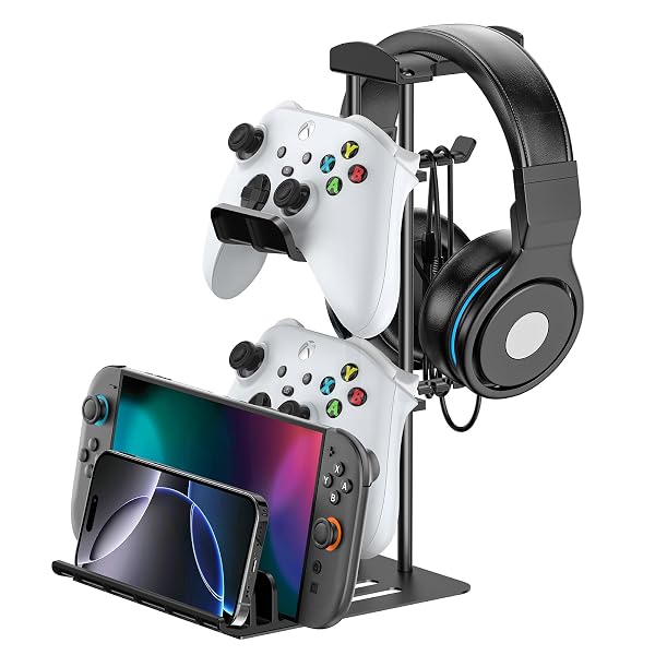 KDD Headphone Stand, Game Controller Holder & Headset Holder for Desk, Earphone Stand with Aluminum Supporting Bar, Univ