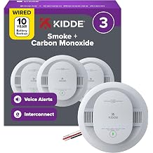 Kidde Smoke & CO Detector, Hardwired & 10-Year Battery, 30CUA10-V, 3 Pack 
