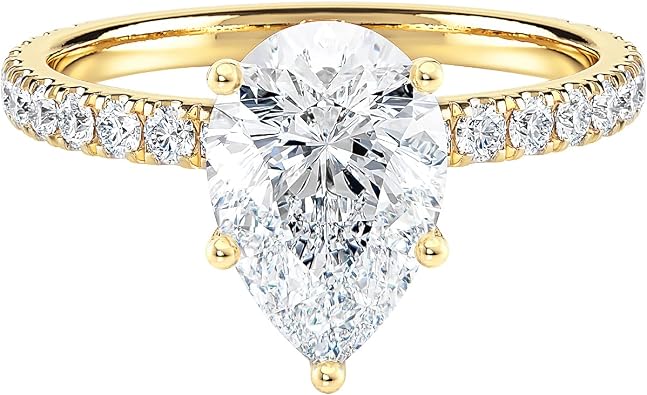 Diamond Wish Pear Lab Grown Diamond Ribbon Halo Ring 14k White Gold