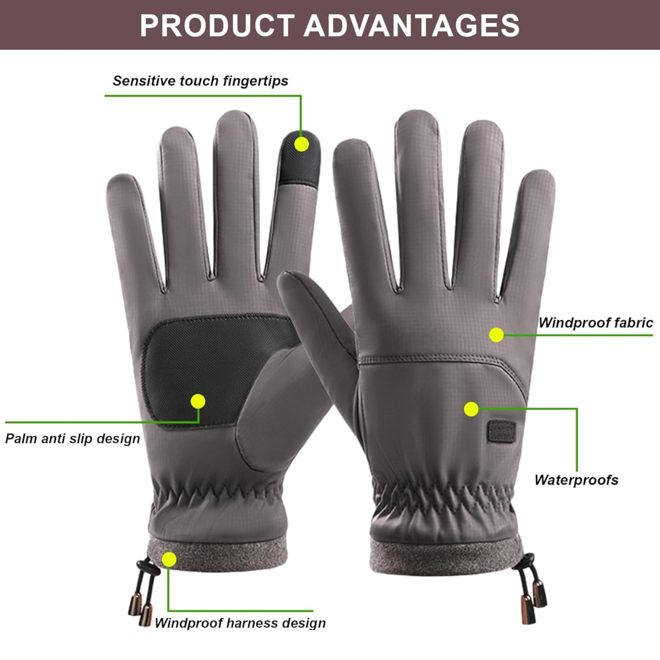Tomorrow Fashion Winter Gloves for Men and Women, Touchscreen Winter Gloves, Thermal Gloves, Anti-Slip Palm Design for Outdoor Grip, Hiking Gloves Winter, Cold Weather Gloves 1