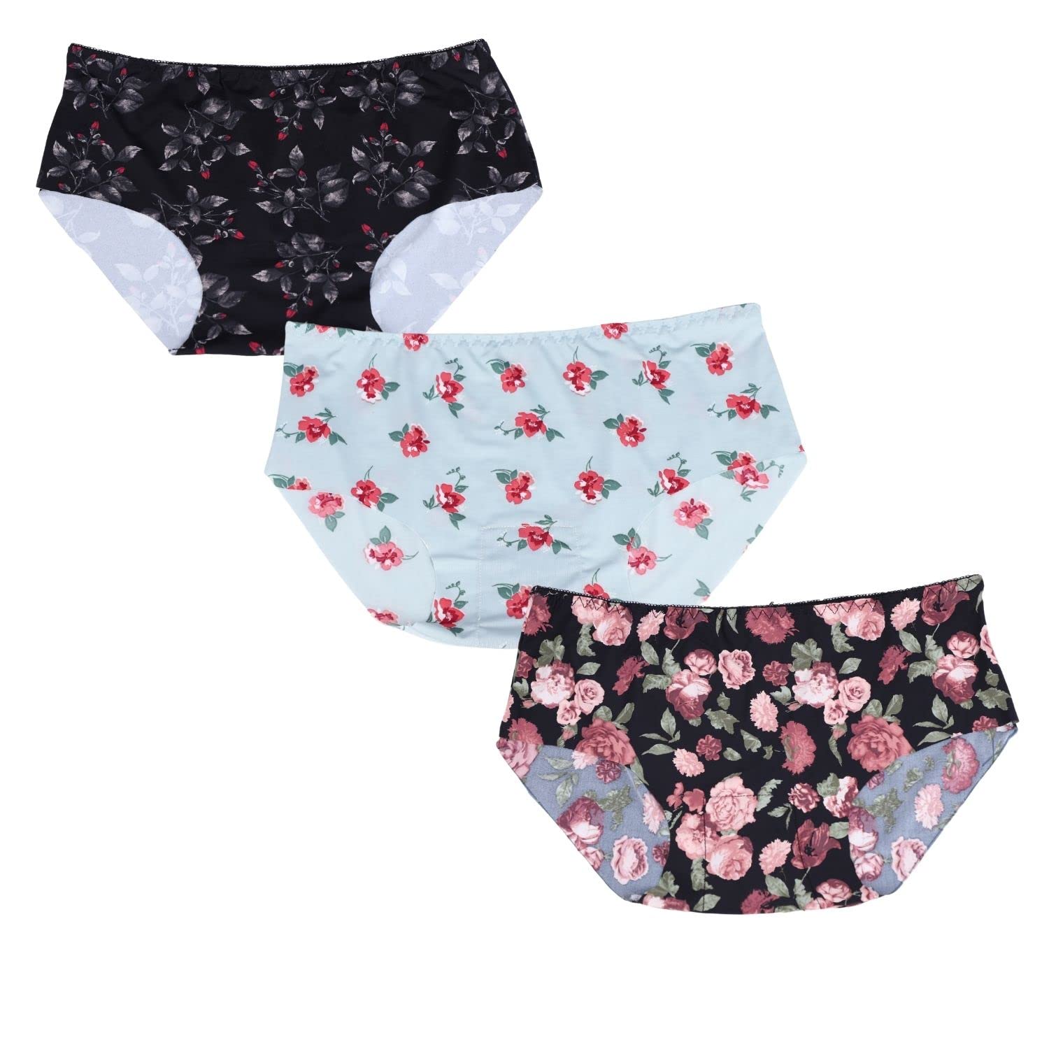 Tactel Rapid Dry Fit Women Seamless Mid Rise Printed Panty Combos Multi Colors-picture-29